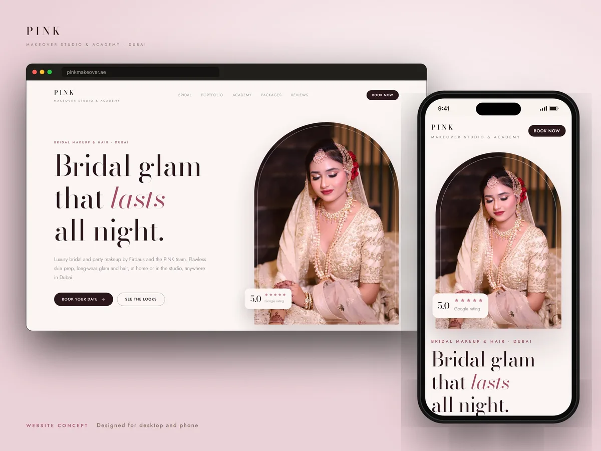 PINK Makeover Studio website concept